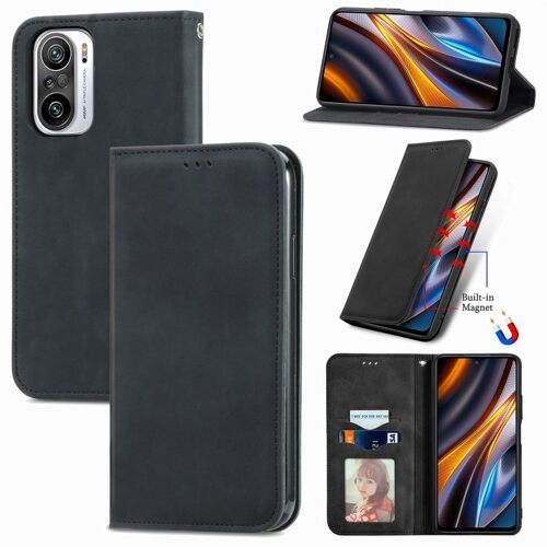 Coque En Cuir Magnétique Rétro Pour Xiaomi Redmi Note 10 Pro, Noir