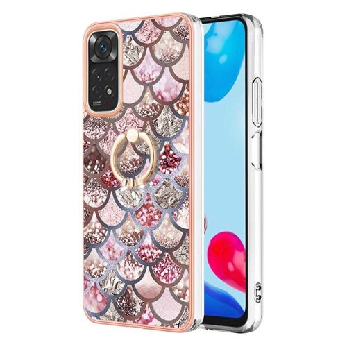 Coque Tpu Electroplating Imd Avec Anneau Pour Xiaomi Redmi Note 11s / Note 11, Écailles Roses