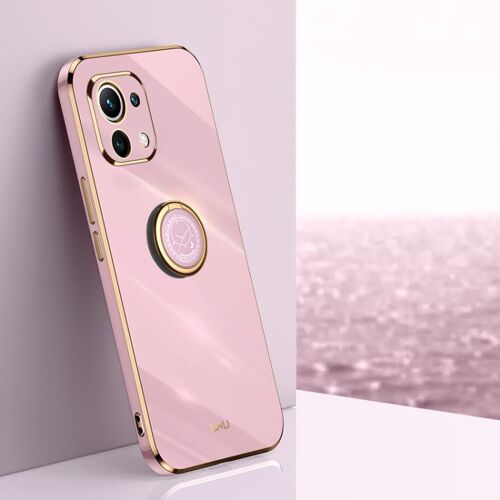 Coque Tpu Electroplate 6d Avec Support Anneau Pour Xiaomi Mi 11 Lite Xinli, Cerise Violette