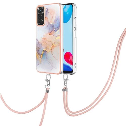 Coque Tpu Electroplating Imd Pour Xiaomi Redmi Note 11s / Note 11 Avec Lanière, Marbre Blanc