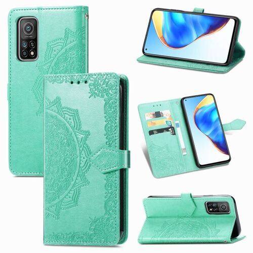 Étui En Cuir À Rabat Pour Xiaomi Mi 10t / Redmi K30s Avec Support, Fente Pour Carte Et Lanière, Vert