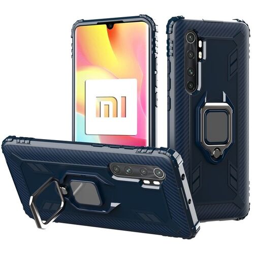 Coque En Fibre De Carbone Pour Xiaomi Mi Note 10 Lite Avec Support Rotatif 360°, Bleu