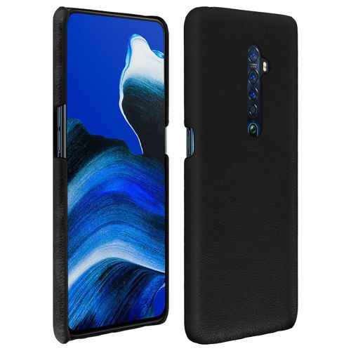 Coque Oppo Reno 2 Aspect Cuir Effet Vintage Protection Rigide et Fine noir