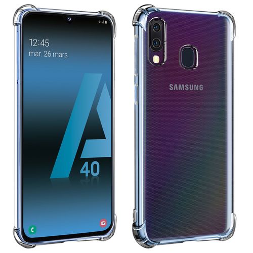 Coque Samsung Galaxy A40 Silicone Flexible Coins Bumper Transparent