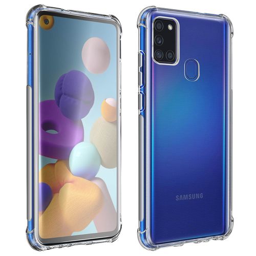 Pack Protection Samsung Galaxy A21s Coque Souple + Film Verre Trempé Transparent