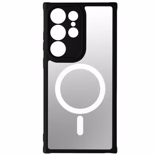 Coque MagSafe pour Samsung Galaxy S23 Ultra Dos Rigide et Contour Souple Noir