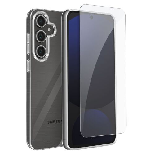 Pack Protection pour Galaxy S24 FE Coque Souple et Verre Trempé Mayaxess Transparent