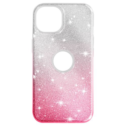 Coque Pour Iphone 14 Paillette Glitter Silicone Semi Rigide Rose Et Argent
