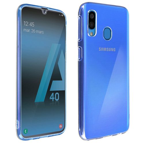 Coque Samsung Galaxy A40 Silicone Souple et Film Verre Trempé 9H Transparent