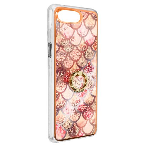 Coque Iphone 7 Plus Et 8 Plus Bi-Matière Bague De Maintien Motif Écaille Rose