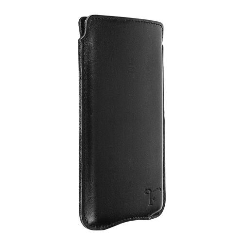 Pochette Smartphone jusqu'à 5.5'' Cuir Italien Intérieur Soft touch Slim Noir