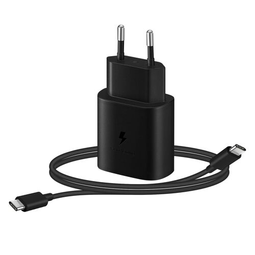 Chargeur Secteur USB-C Power Delivery 15W et Câble USB-C Original Samsung Noir