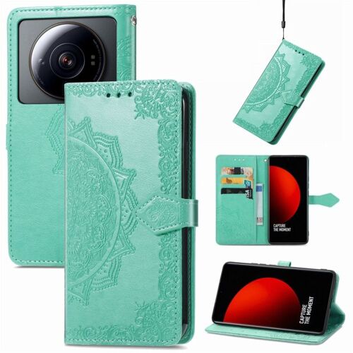 Coque En Cuir Embossée Mandala Pour Xiaomi 12s Ultra, Vert