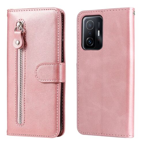 Étui En Cuir Zippé Horizontal Pour Xiaomi 11t / 11t Pro, Or Rose