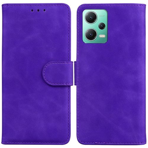 Coque En Cuir Flip Couleur Pure Pour Xiaomi Redmi Note 12 5g, Violet