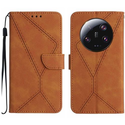 Coque En Cuir Embossé Pour Xiaomi 14 Ultra, Brun