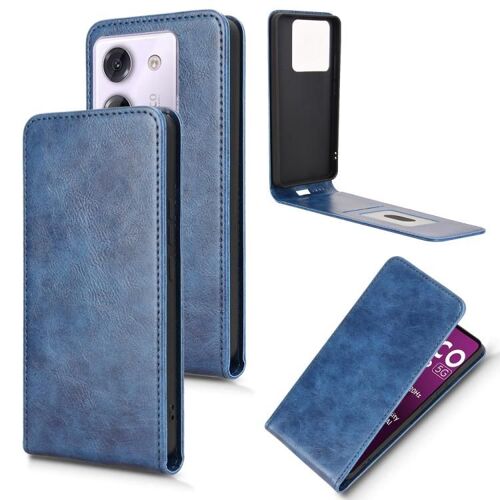 Étui En Cuir Magnétique Vertical Pour Xiaomi Poco M7 Pro 5g / Redmi Note 14 5g, Bleu