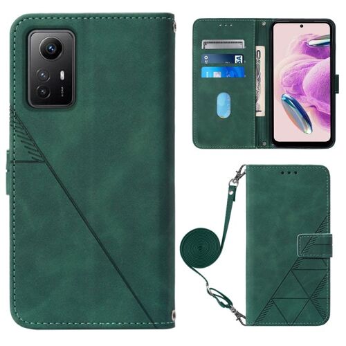 Coque En Cuir Embossée 3d Pour Xiaomi Redmi Note 12s 4g, Vert Foncé