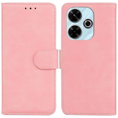 Coque En Cuir Flip Couleur Pure Pour Xiaomi Poco M6 4g, Rose