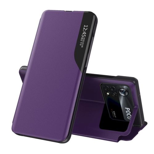 Étui En Cuir À Rabat Pour Xiaomi Poco M4 Pro 4g, Violet