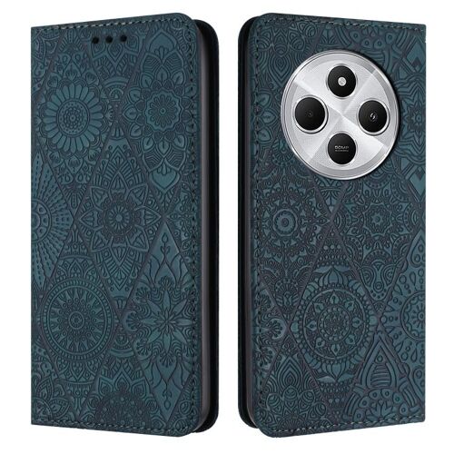 Coque En Cuir Embossé Pour Redmi 14c 4g, Bleu