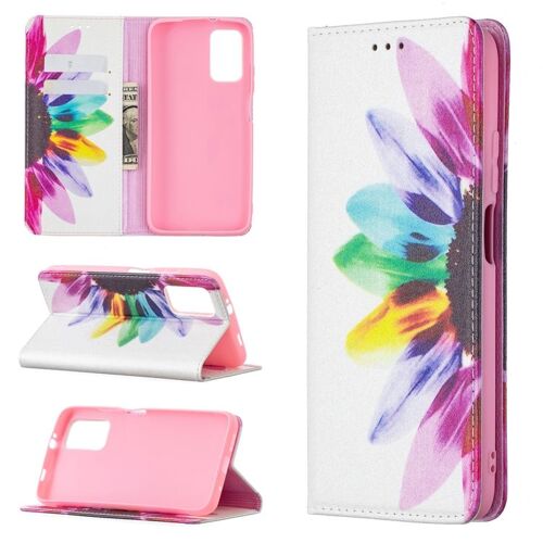Étui En Cuir Pu Pour Xiaomi Poco M3 Avec Motif Coloré, Support, Emplacements Pour Cartes Et Portefeuille, Tournesol