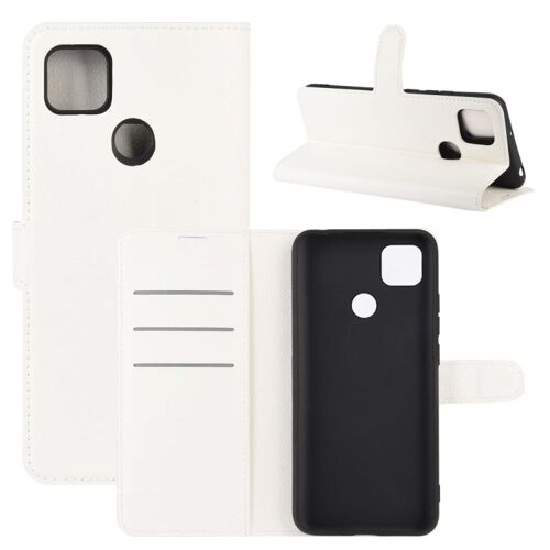 Étui Horizontal En Texture Litchi Pour Xiaomi Redmi 9c Avec Support Et Emplacements Pour Cartes, Blanc