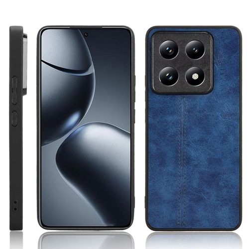Coque De Téléphone En Cuir À Motif Vache Pour Xiaomi 14t, Bleu