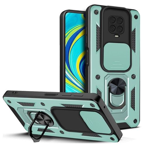 Coque De Téléphone Tpu+Pc Pour Xiaomi Redmi Note 9 Pro Avec Design De Couverture À Glissière, Vert