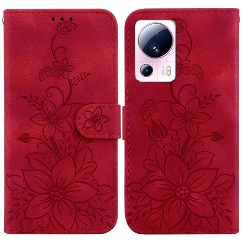Coque En Cuir Embossé Pour Xiaomi 13 Lite / Civi 2 Lily, Rouge