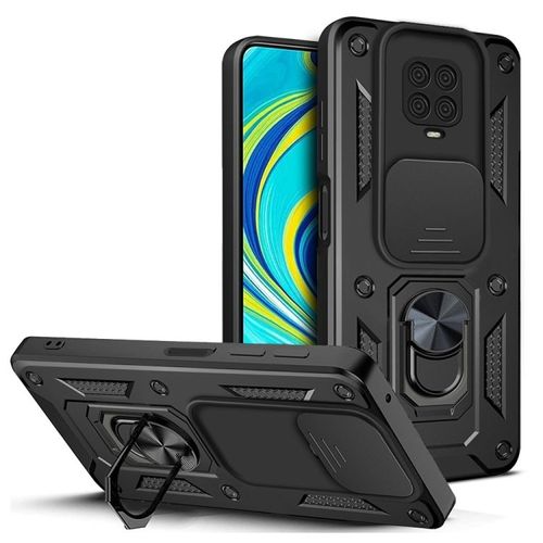 Coque De Téléphone Tpu+Pc Pour Xiaomi Redmi Note 9 Pro Avec Design De Couverture À Glissière, Noir