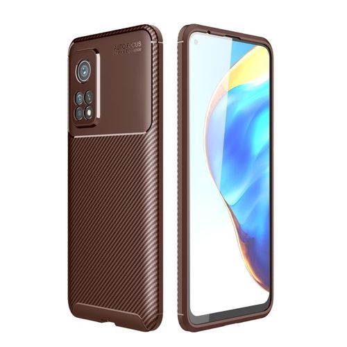 Coque Tpu Shockproof Texture Carbone Pour Xiaomi Mi 10t Pro, Brun