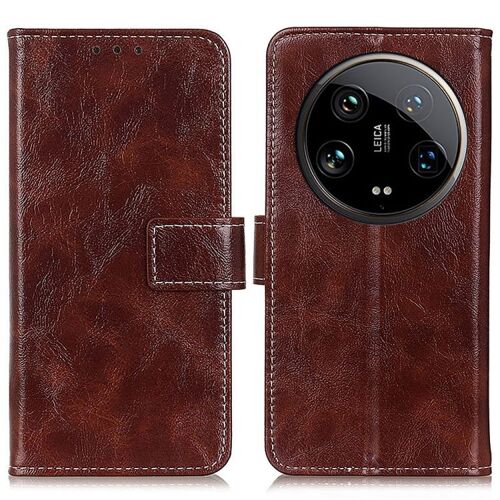 Coque En Cuir Crazy Horse Pour Xiaomi 14 Ultra, Brun