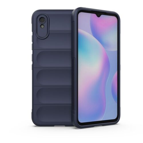 Coque Tpu + Flanelle Pour Xiaomi Redmi 9a, Bleu Foncé