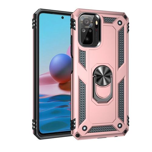 Coque De Protection Shockproof Pour Xiaomi Redmi Note 10 / Note 10s Avec Support Rotatif À 360 Degrés, Or Rose
