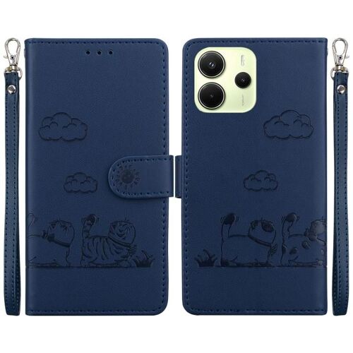 Coque En Cuir Rfid Pour Redmi Note 14 4g - Chats Mignons, Bleu