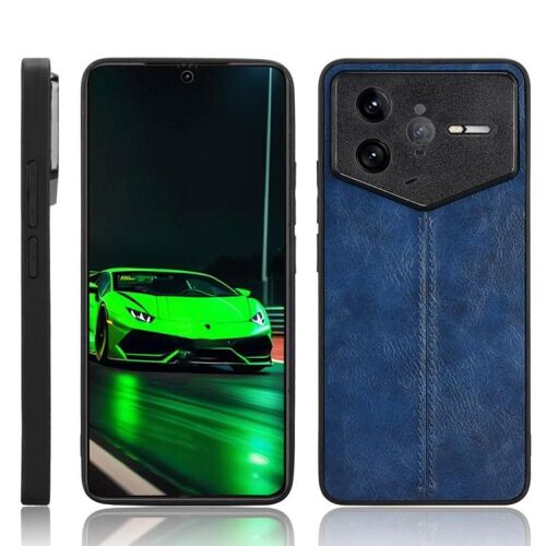 Coque De Téléphone En Cuir À Motif Vache Pour Redmi K80 Pro Champion Edition, Bleu