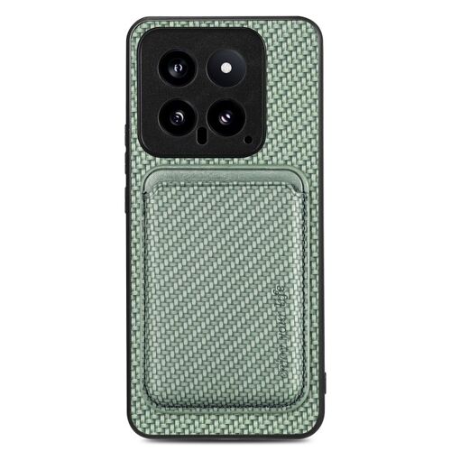 Coque Magnétique En Cuir Carbone Pour Xiaomi 14, Vert