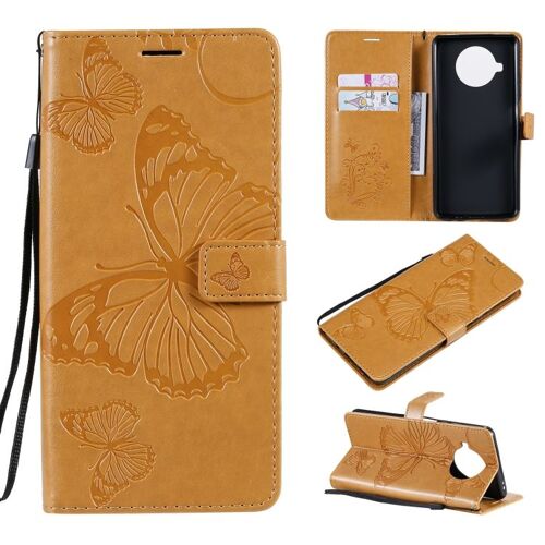 Étui En Cuir À Rabat Horizontal 3d Papillons Pour Xiaomi Mi 10t Lite Avec Support Et Emplacement Pour Cartes, Jaune