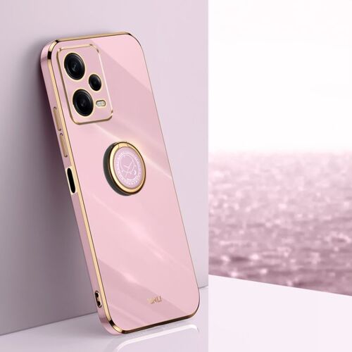 Coque Tpu Electroplate 6d Pour Xiaomi Redmi Note 12 Pro 5g Avec Support Anneau, Cerise Violette