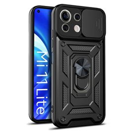 Coque De Protection Tpu+Pc Pour Xiaomi Mi 11 Lite 5g/4g Avec Design À Caméra Coulissante, Noir
