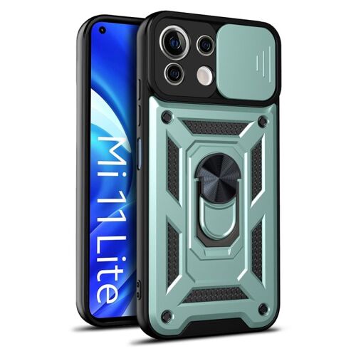 Coque De Protection Tpu+Pc Pour Xiaomi Mi 11 Lite 5g/4g Avec Design À Caméra Coulissante, Vert Foncé