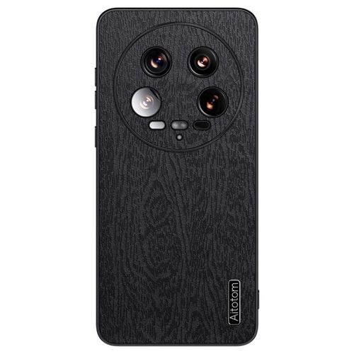 Coque En Cuir D'écorce D'arbre Pour Xiaomi 14 Ultra, Noir