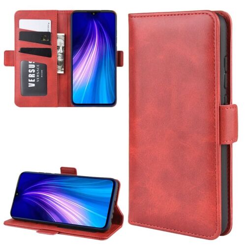 Étui En Cuir À Rabat Horizontal Pour Xiaomi Redmi Note 8 Avec Support, Emplacements Pour Cartes Et Cadre Photo, Rouge
