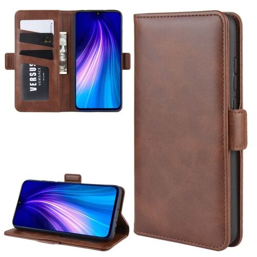 Étui En Cuir À Rabat Horizontal Pour Xiaomi Redmi Note 8 Avec Support, Emplacements Pour Cartes Et Cadre Photo, Brun