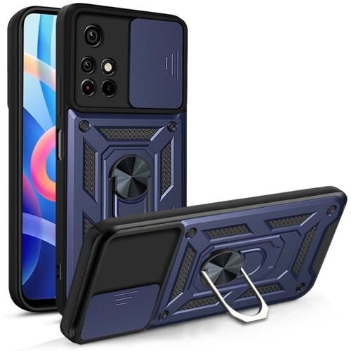 Coque De Protection Tpu+Pc Pour Xiaomi Redmi Note 11 Avec Cache Caméra Glissant, Bleu