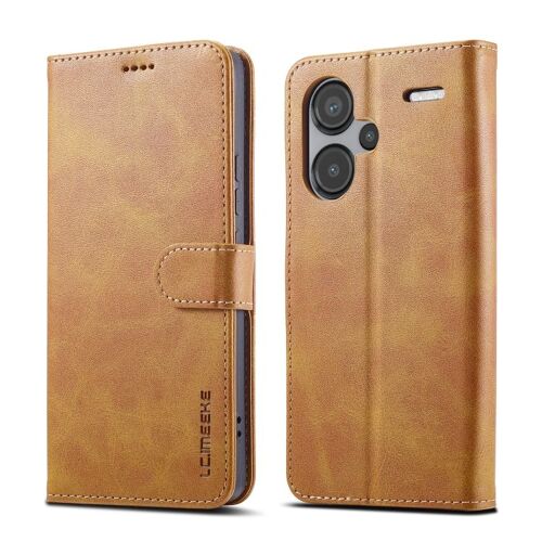 Coque En Cuir Texture Veau Pour Xiaomi Redmi Note 13 Pro+, Brun