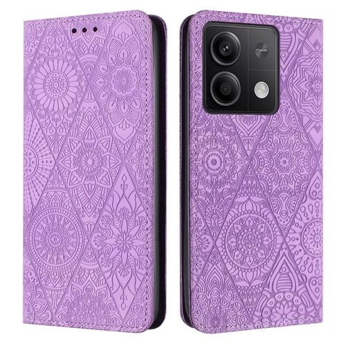 Coque En Cuir Embossé Pour Xiaomi Redmi Note 13 5g, Violet