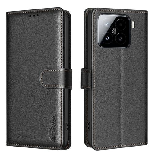 Coque En Cuir Anti-Vol Rfid Pour Xiaomi 15 Pro, Noir