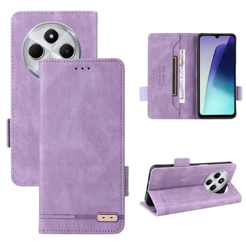 Étui En Cuir Avec Fermoir Magnétique Pour Redmi 14c, Violet
